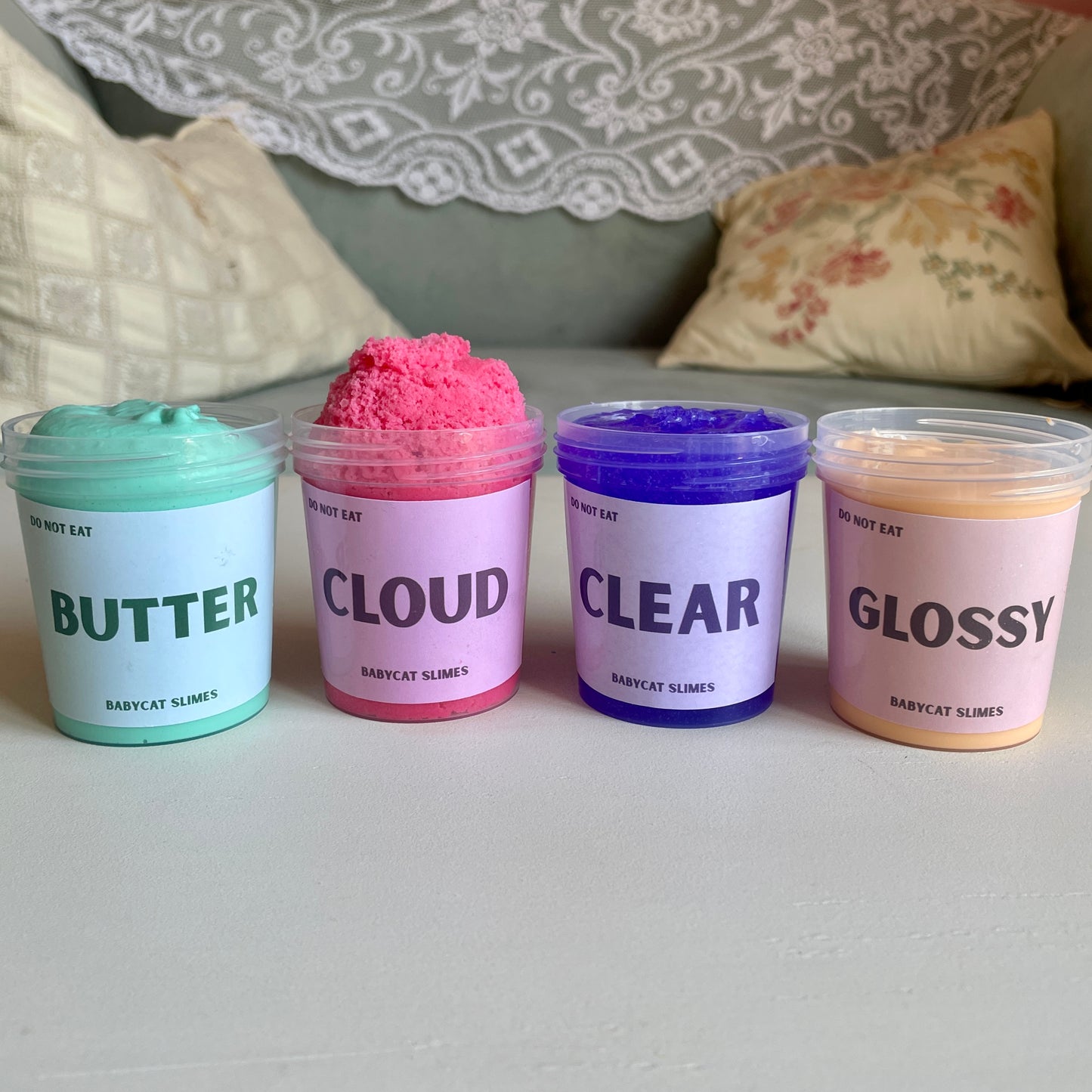 Slime texture 4 sample set - Butter, Glossy, Cloud, and Coated Clear