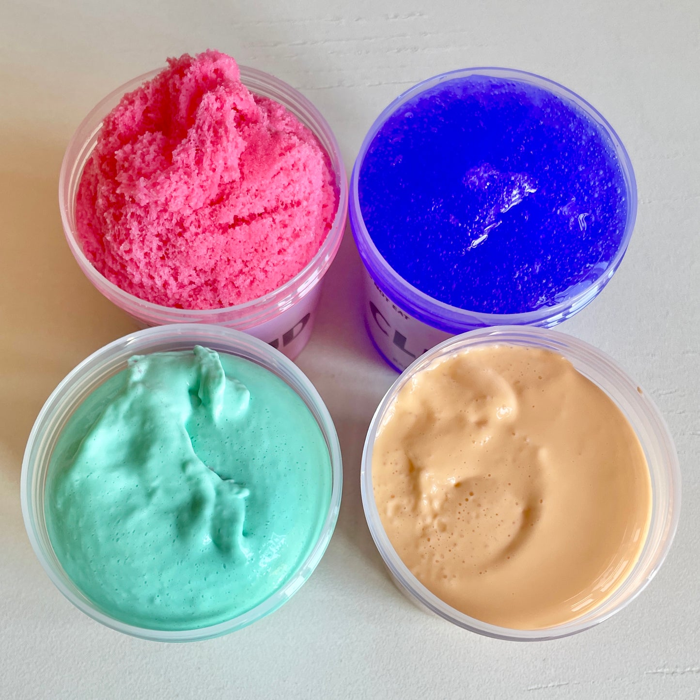 Slime texture 4 sample set - Butter, Glossy, Cloud, and Coated Clear