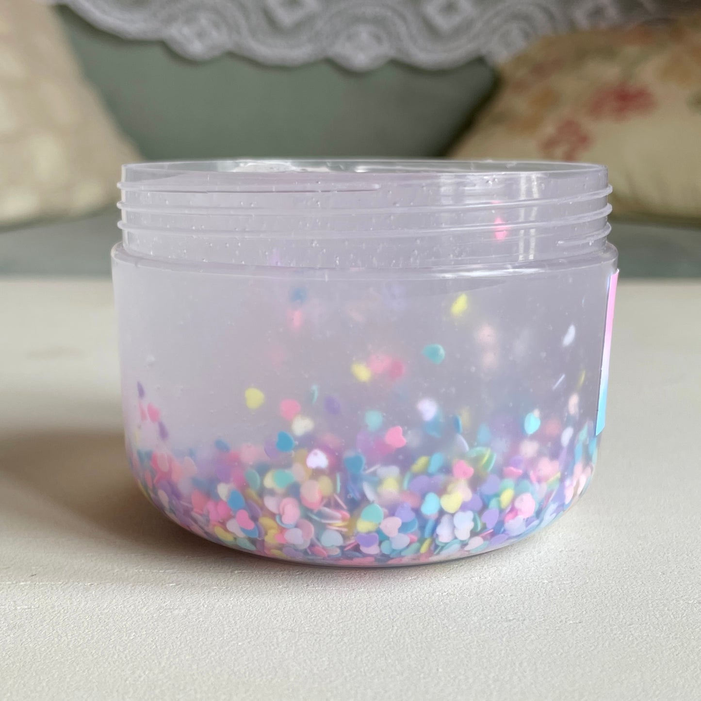 Heartfall - Coated clear K-glue sequin bomb slime