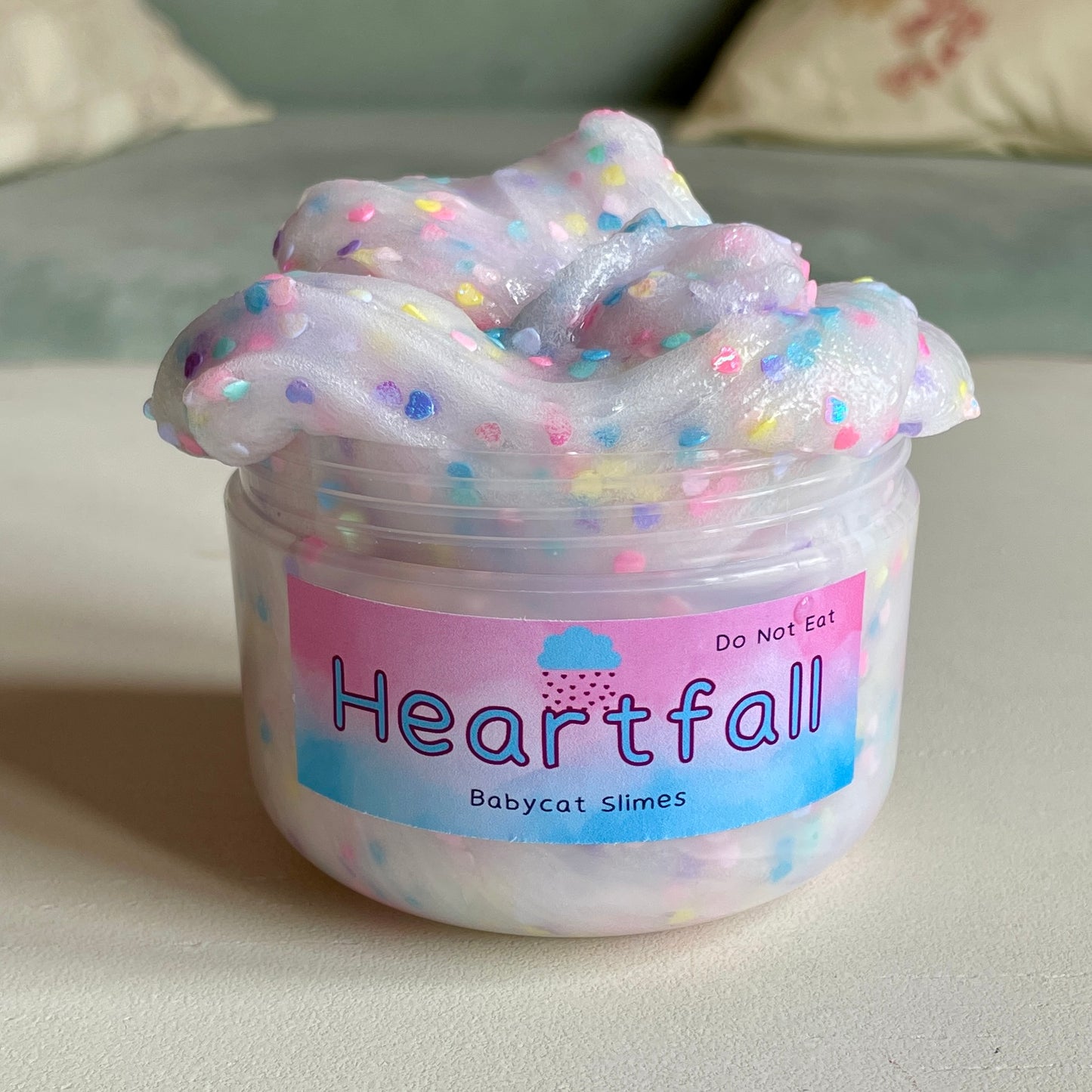 Heartfall - Coated clear K-glue sequin bomb slime