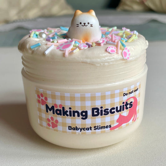 Creamy slime with kitty cat themed decorations