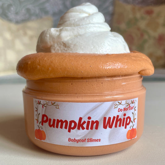 Creamy pumpkiin slime with whipped cream butter topping
