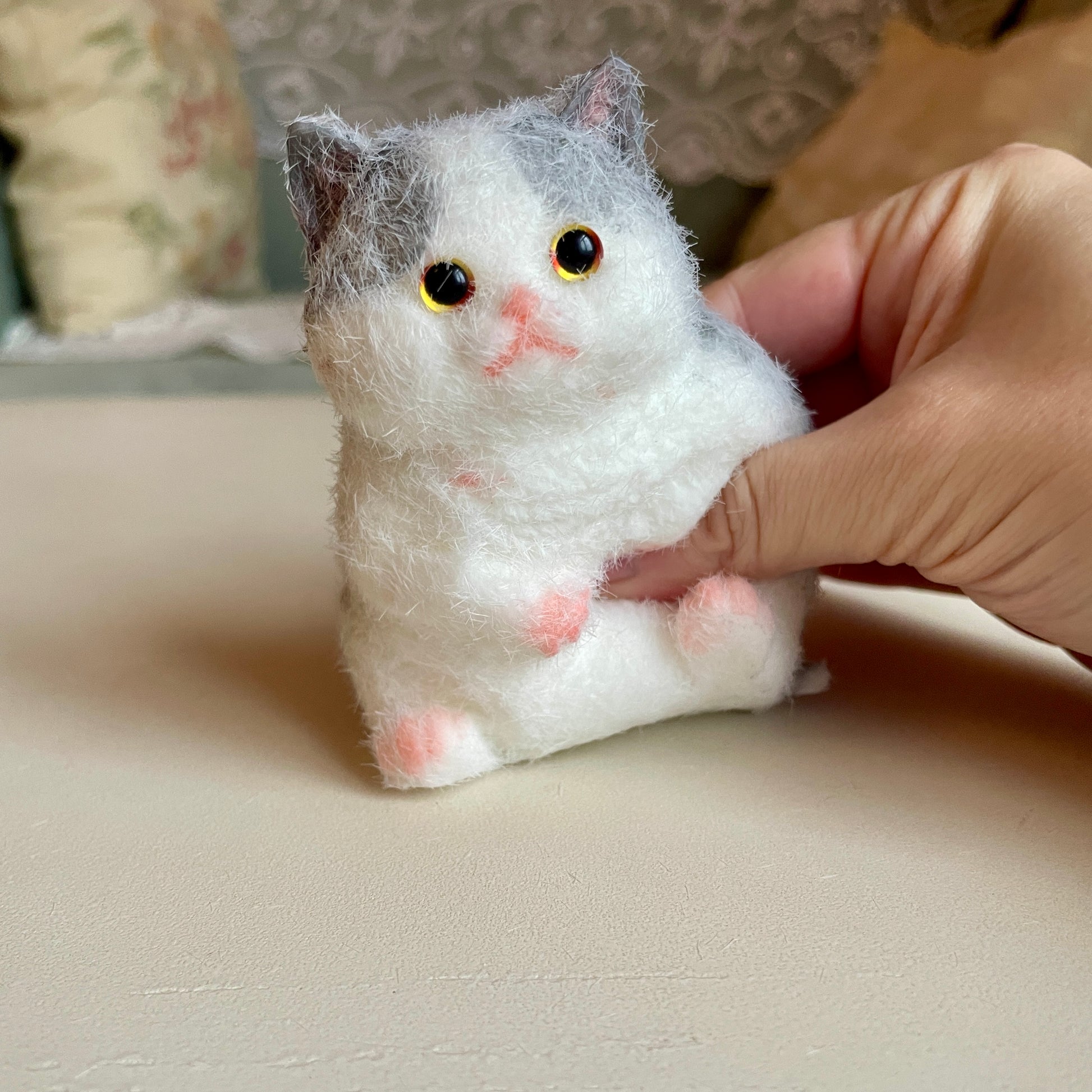 Grey white cat taba squishy squeeze toy